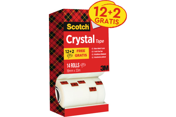 SCOTCH Crystal Tape 19mmx33m 6-1933R14 12 Rollen + 2 gratis